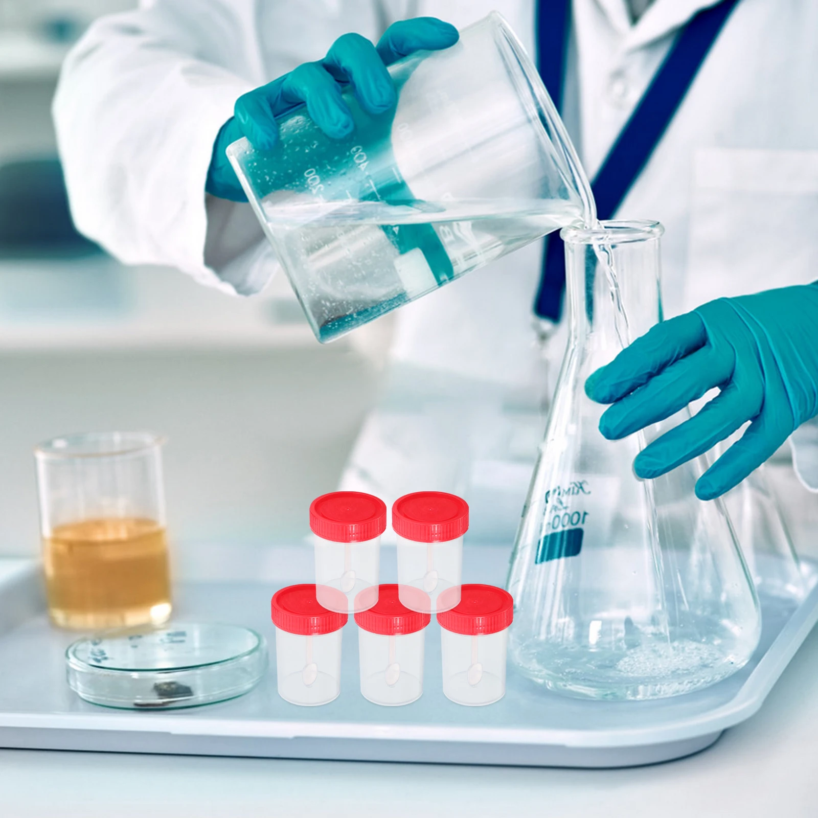 

50 pcs Stool Container Specimen Cup Leak-Proof Spiral Cover Medical Laboratory Sampling Tool Cytology Histology
