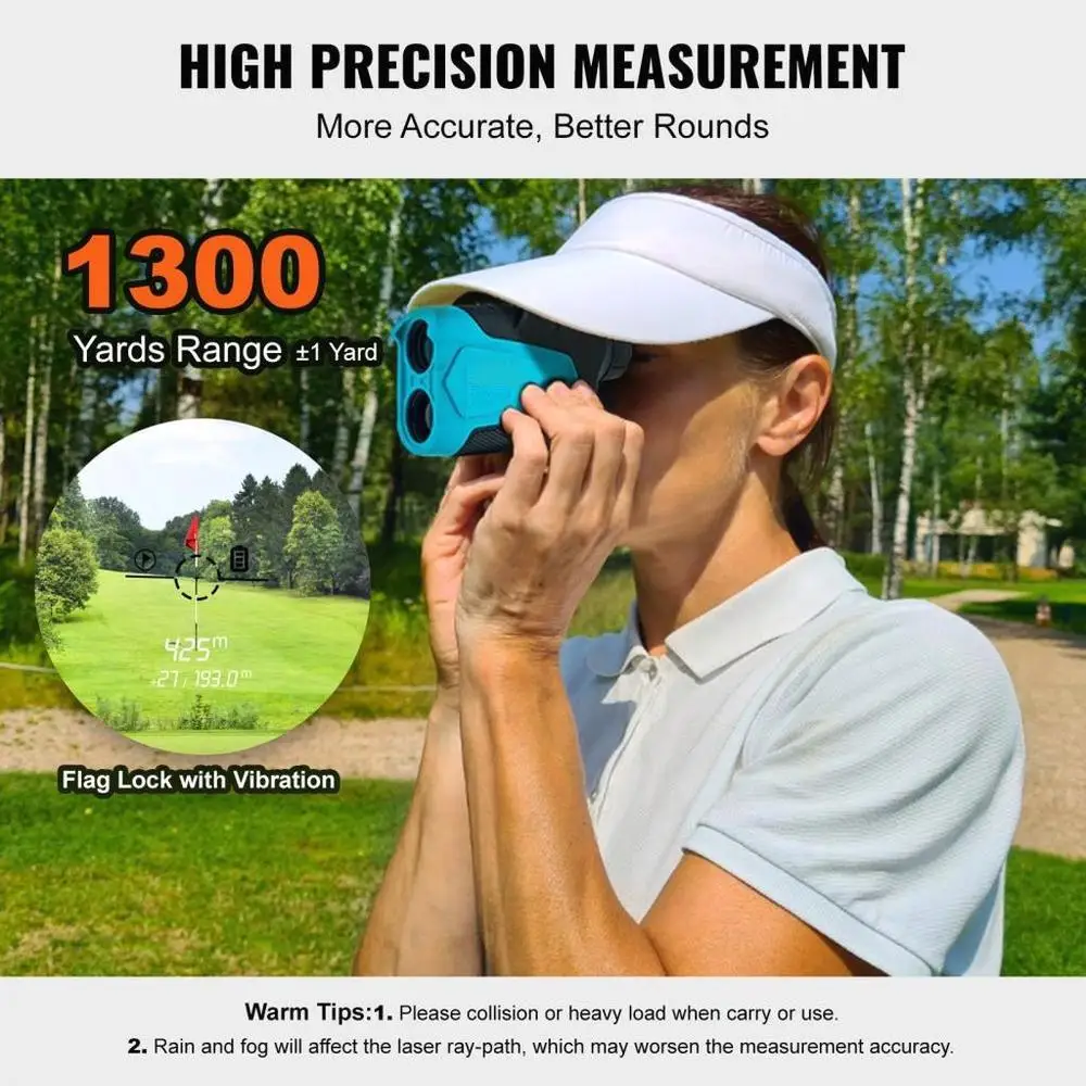 1300 ياردة جولف Rangefinder قياس المسافة عالية العلم قفل المنحدر 6X التكبير مع جبل المغناطيس و