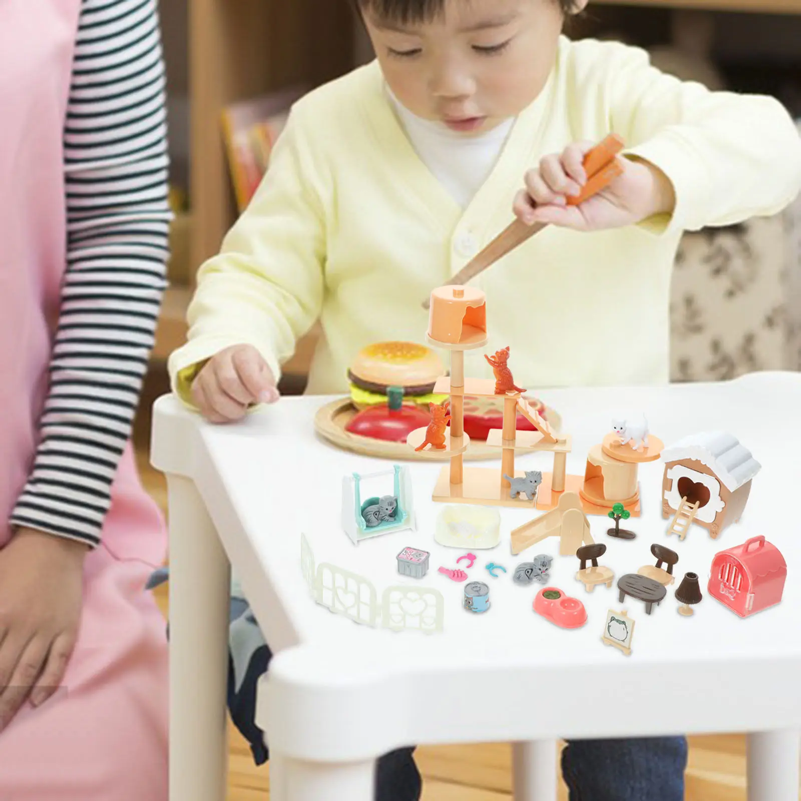 

Набор для детских ролевых игр: пластиковые фигурки кошек, реалистичные имитации, реквизит для игры в домик, для развития когнитивных способностей малышей