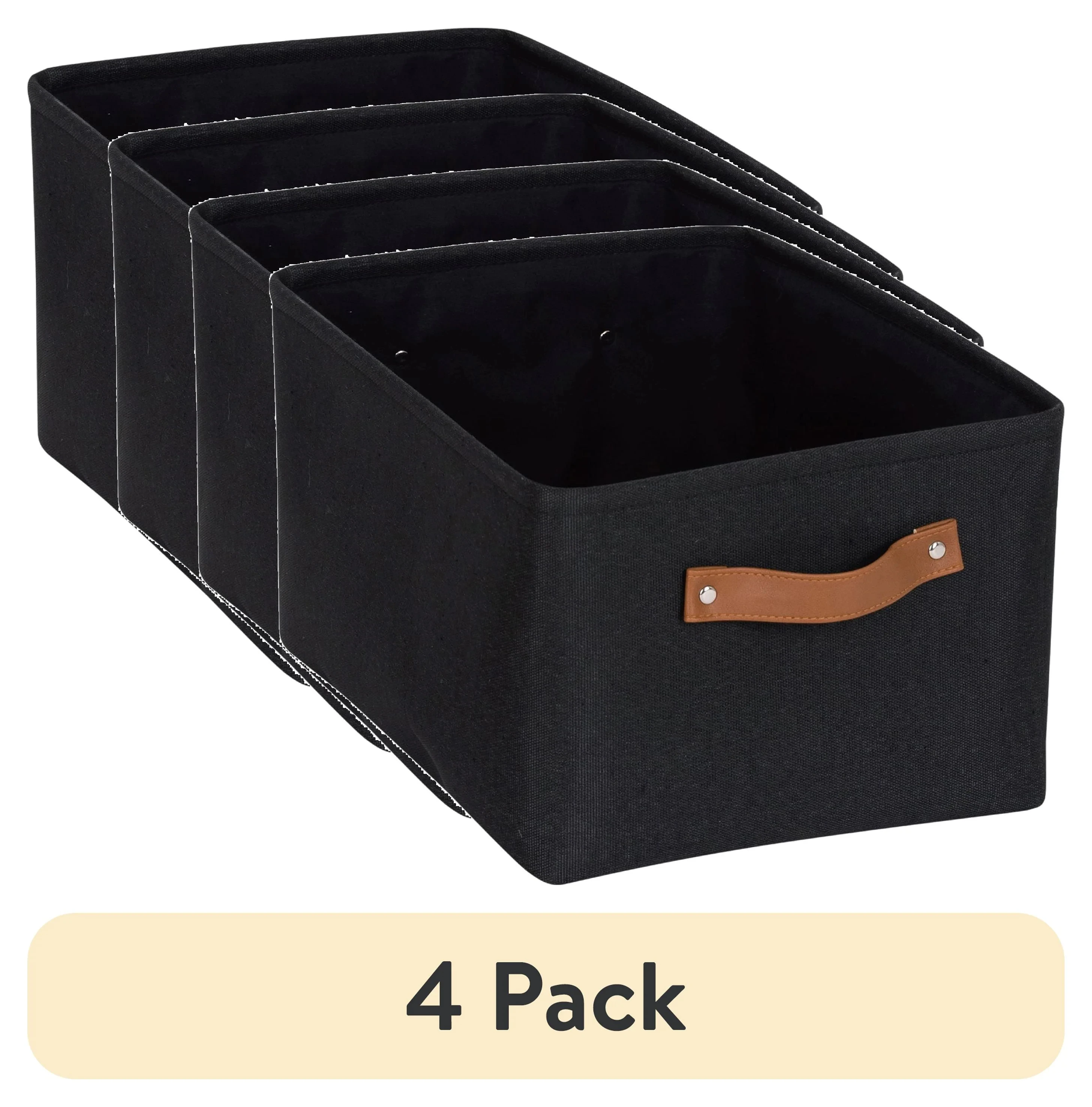 

(4 pack) Mainstays Black Canvas Polyester Storage Basket with Handles