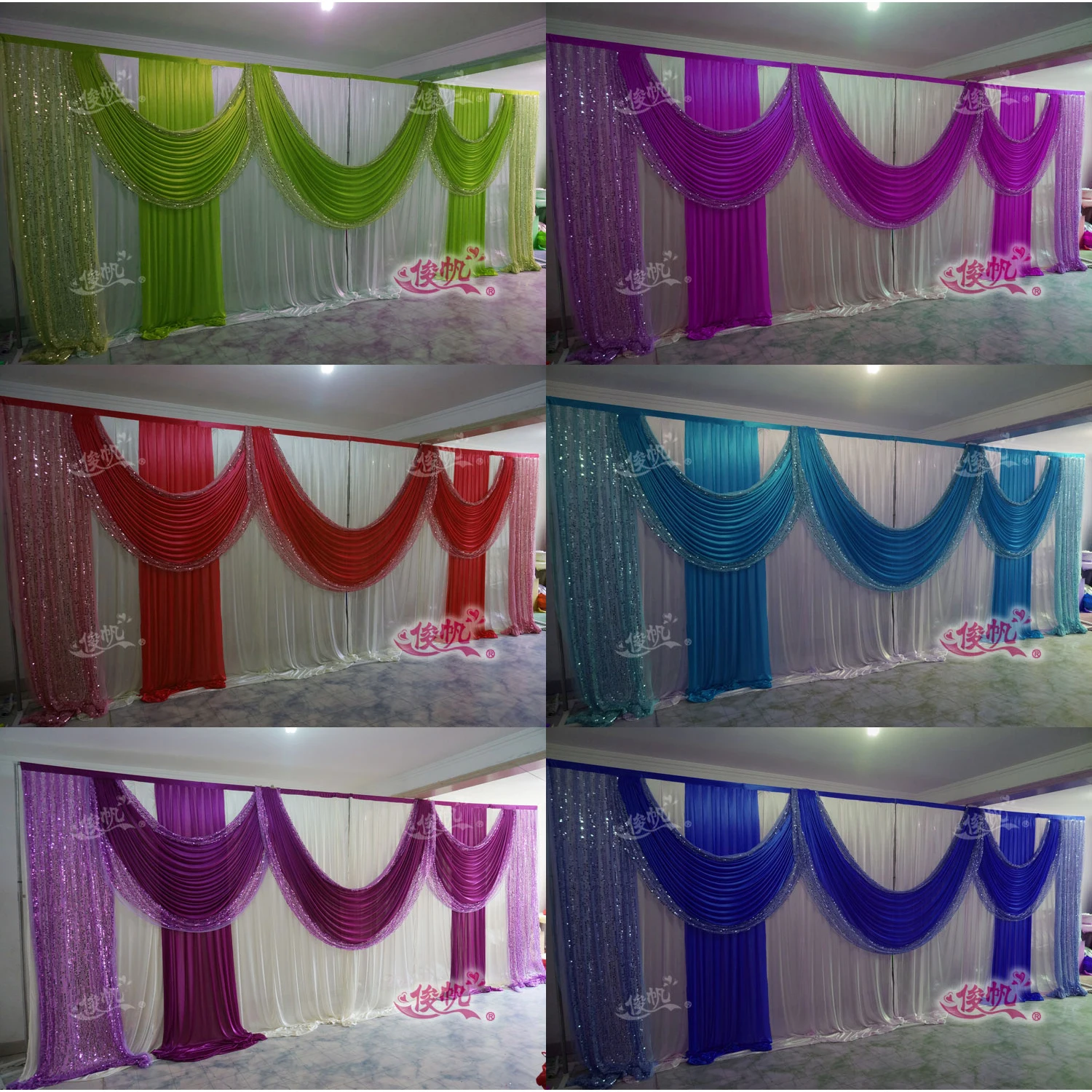 Custom Curtain With Shinny Sequins Swags Valance DIY Stage Backdrops Background Drapery WALL Panel Party Event Decoration