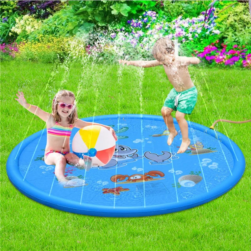 Children Play Spray Mat 100/170cm Beach Inflatable Water Sprinkler Pad Outdoor Game Toy Lawn Swimming Pool Mat Kids Toys