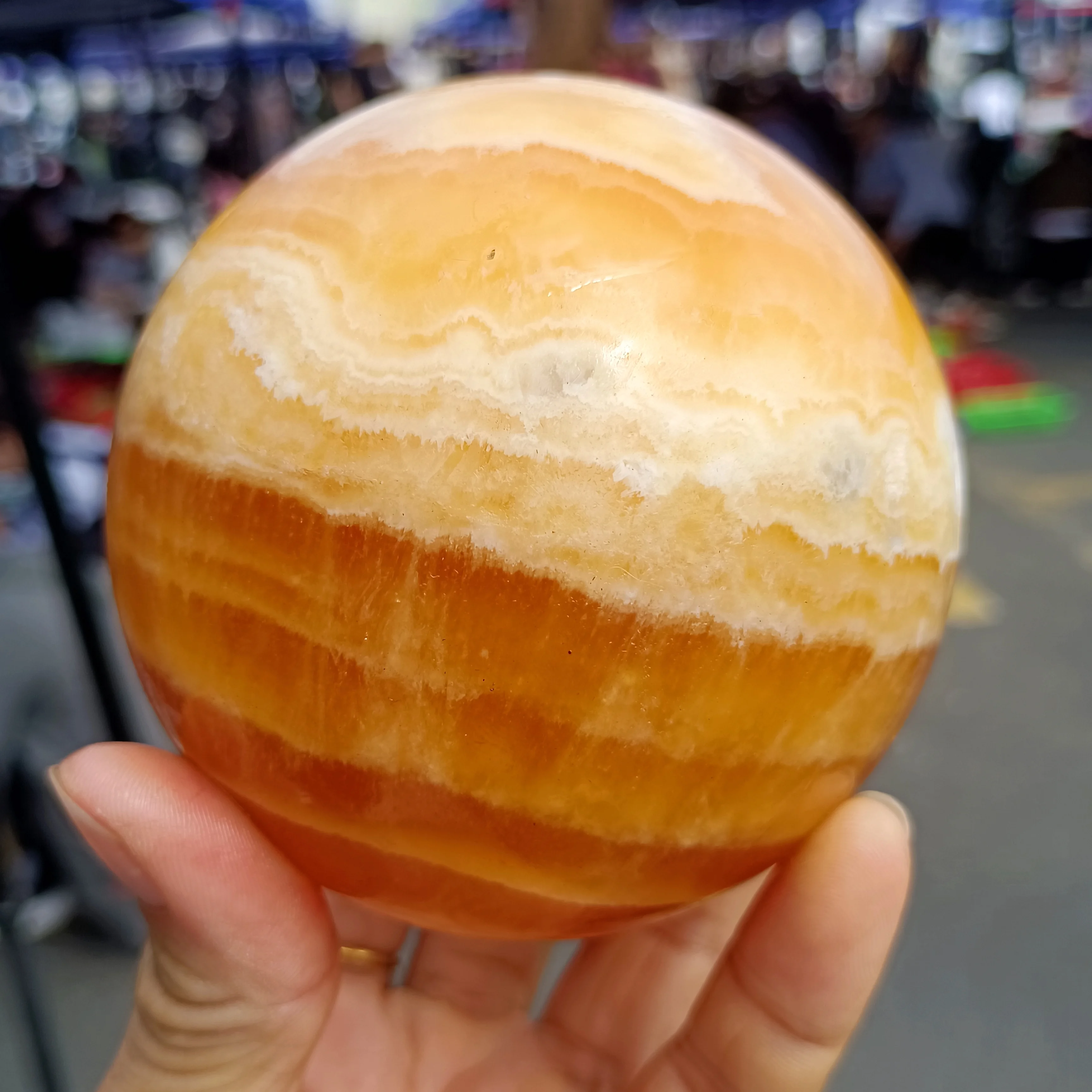 Natural Orange Frozen Stone Ball, Yellow Quartz Crystal Ball, Mineral Reiki Healing, Degaussing