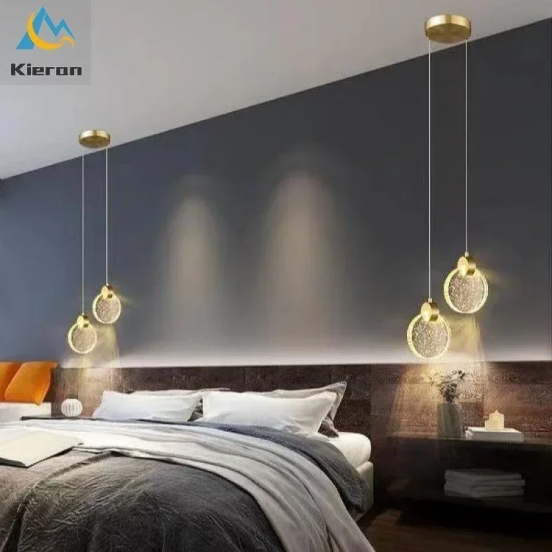 Modern Simple Crystal LED Chandelier Bedroom Study Dining Room Bedside Pendant Lamps Living Room Decoration Glass Pendant Lights