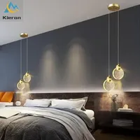 Nordic Modern Crystal LED Chandelier Bedroom Study Dining Room Bedside Pendant Lamps Living Room Decoration Glass Pendant Lights
