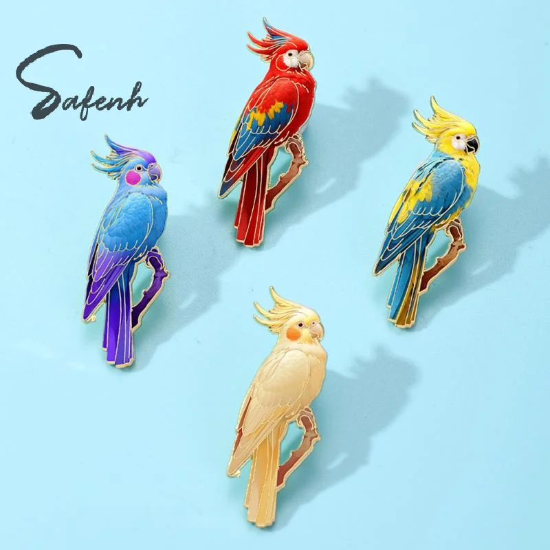 1 PCS Enamel Bird Parrot Brooch Pins Cute Metal Lapel Pins Badge On Backpack Clothing Accessories
