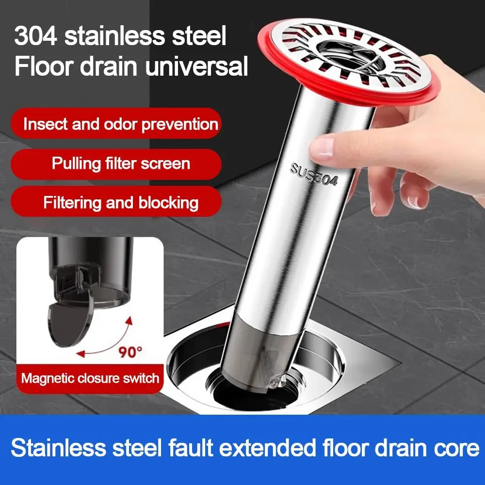 Stainless Steel Floor Drain Core Anti Odor Insect Proof Removable Seal Stopper Odor Control Easy Install Sewer Strainer Plug