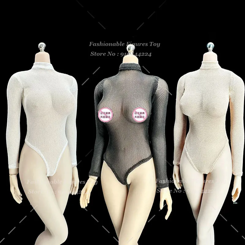 3 Color 1/6 Women Soldier Jumpsuit Elastic Backless Fishnet See-Through Swimsuit One Piece For 12Inch Action Figure Body Dolls