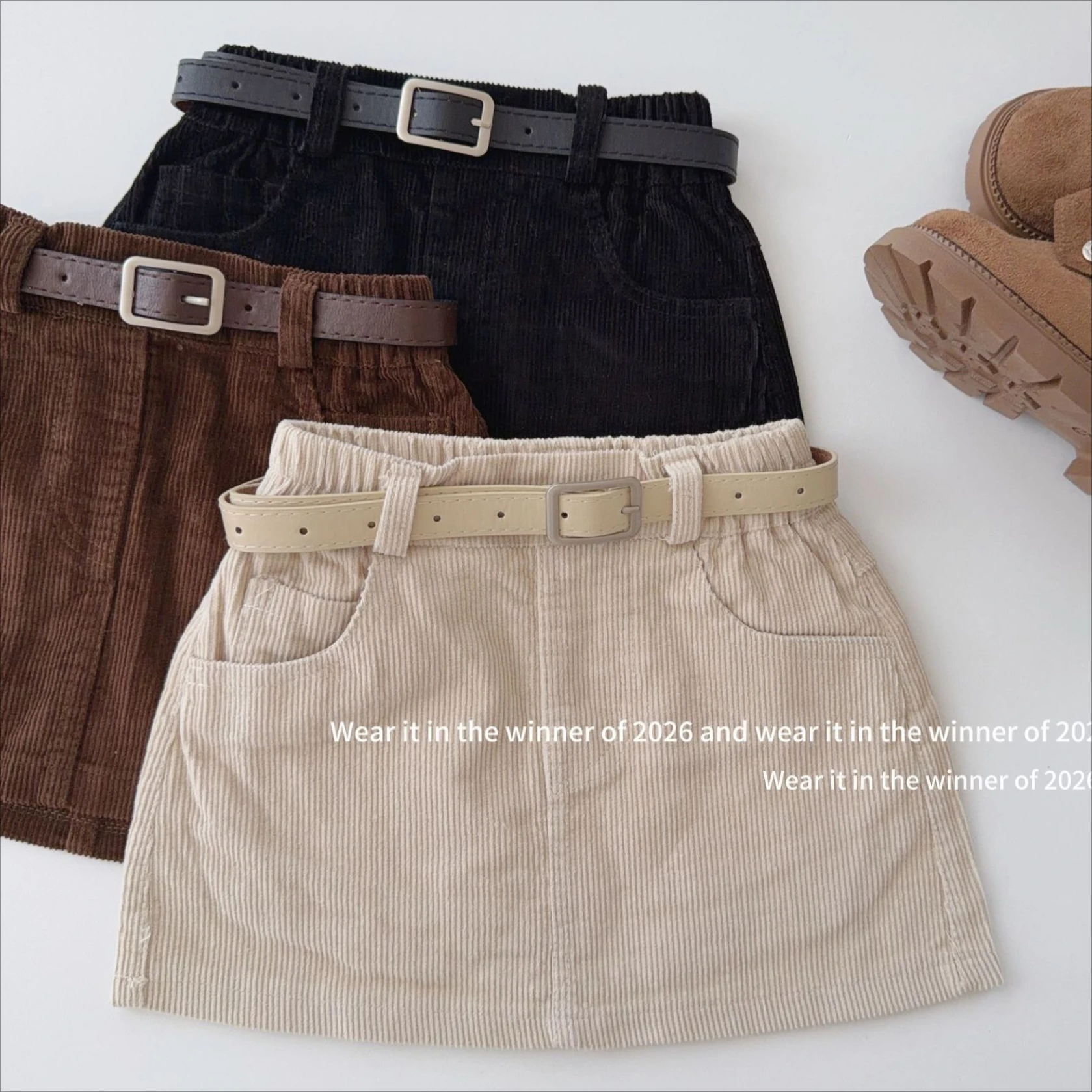 Girls Skirt 2026 Spring and Autumn New Children's Clothing Korean Style Girl Baby Fashion Design Sense Corduroy A Line Skirt