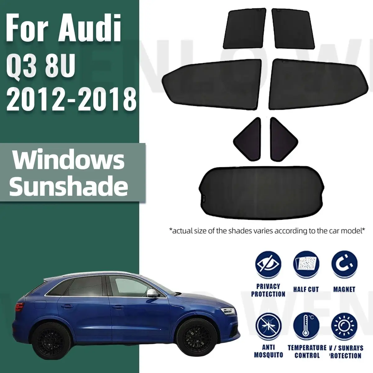 

For Audi Q3 8U 2012-2018 Car Sunshade Shield Front Windshield Frame Curtain Rear Side Window Sun Shade Visor