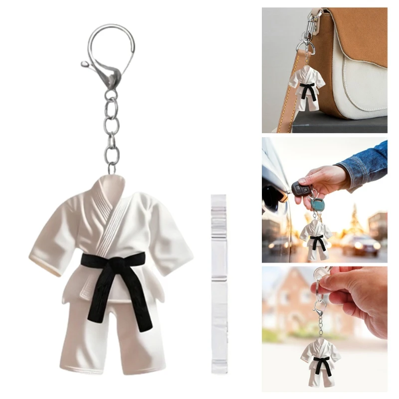 

Creative Taekwondo Uniform Suit 2d Flat Acrylic Decorate Luggage Accessories Versatile Fashion Keychain Easy Install Car Hanging