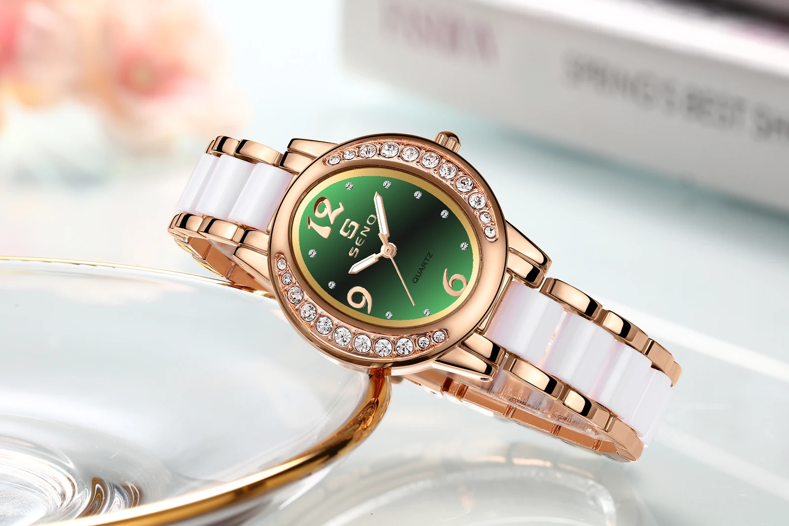 Women's Watch Fashion Oval Watch Female Diamond Waterproof Digital Quartz Watch