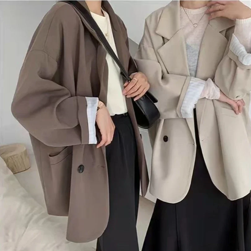 Neue Frühling-Herbst-Damen-Blazer, lockere Passform, koreanische Mode, Vintage-Blazer, Anzugjacke, elegante Damenmäntel, Streetwear, Damenbekleidung – Detail 7