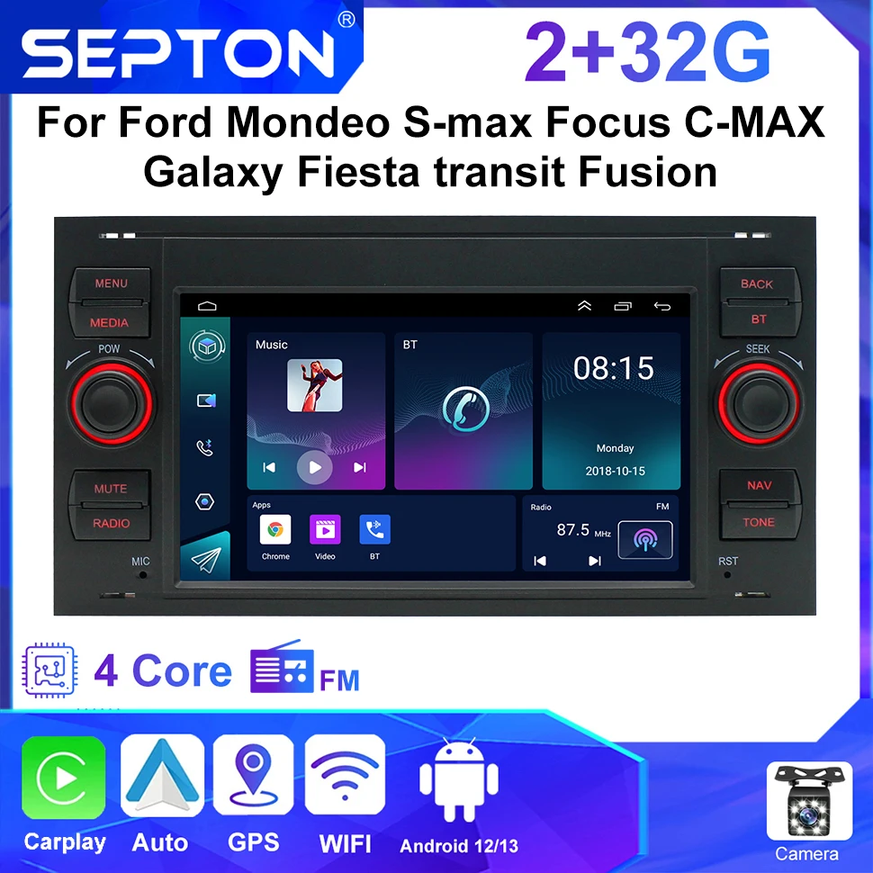 

SEPTON Car Radio for Ford Mondeo S-max Focus C-MAX Galaxy Fiesta Transit Fusion Android CarPlay Multimedia Player Navi 2din GPS