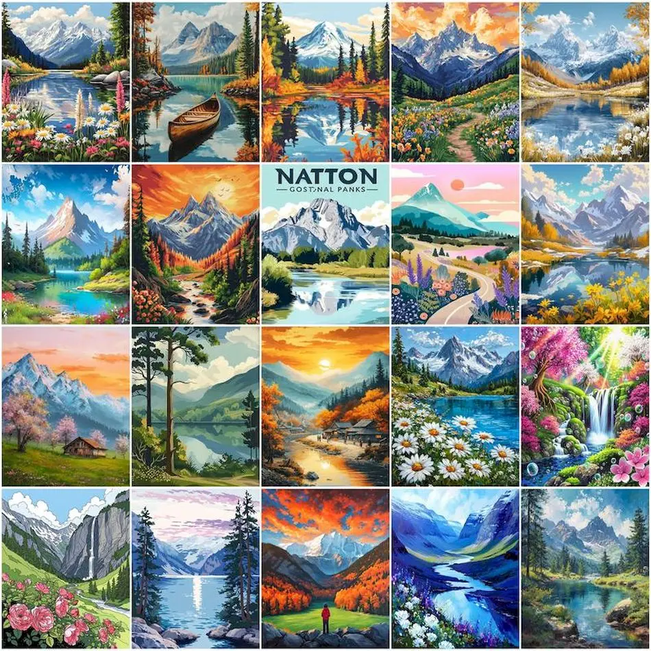 GATYZTORY – peinture de paysage de montagne par numéros sur toile, arts et artisanat, dessin à l'aquarelle, fournitures d'art faites à la main, cadeaux