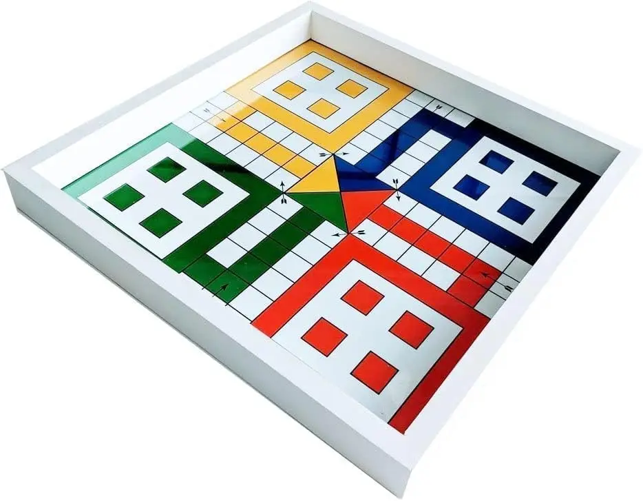 

Glass Top Game Board: Chess, Checkers, Backgammon, Ludo, Snakes & Ladders, 10-in-1