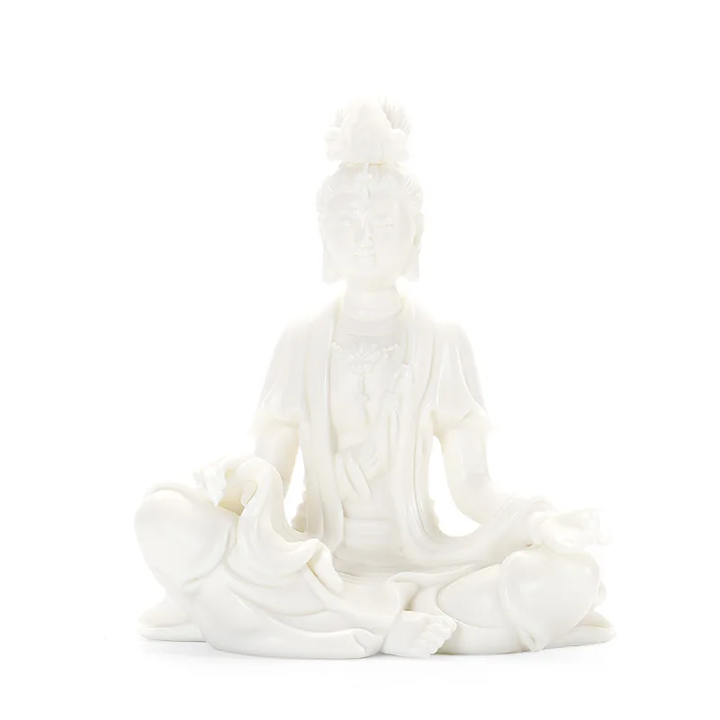 PINNY White Porcelain Guanyin Ornament Ceramics Kuan Yin Statues  Buddhism Adornment Statue Home Decoration Accessories