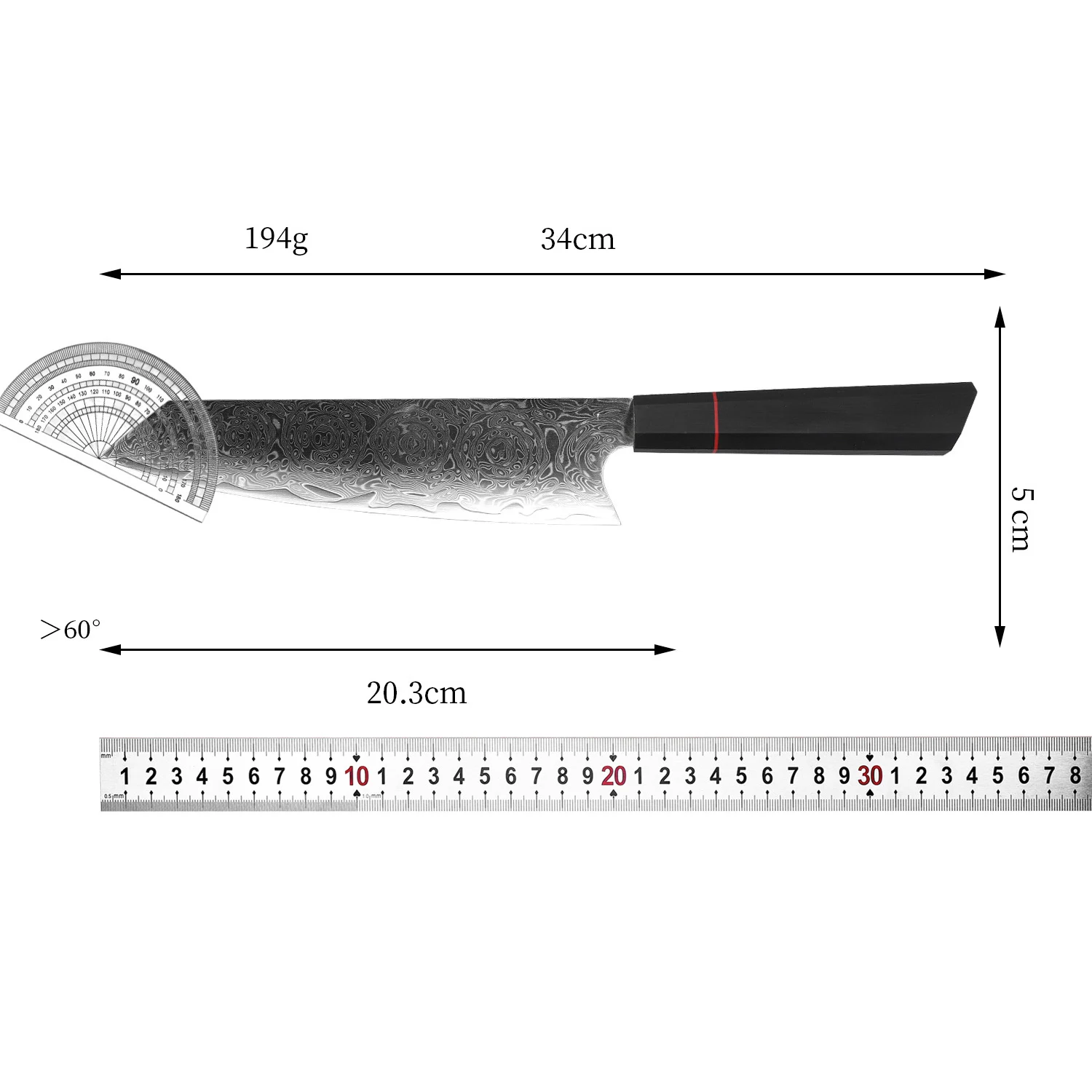 8 Inch Kiritsuke Knife 67 Layers Damascus Steel 10Cr15CoMoV Blade Sharp Chef Cleaver Slicing Japanese Kitchen Knife G10 Handle