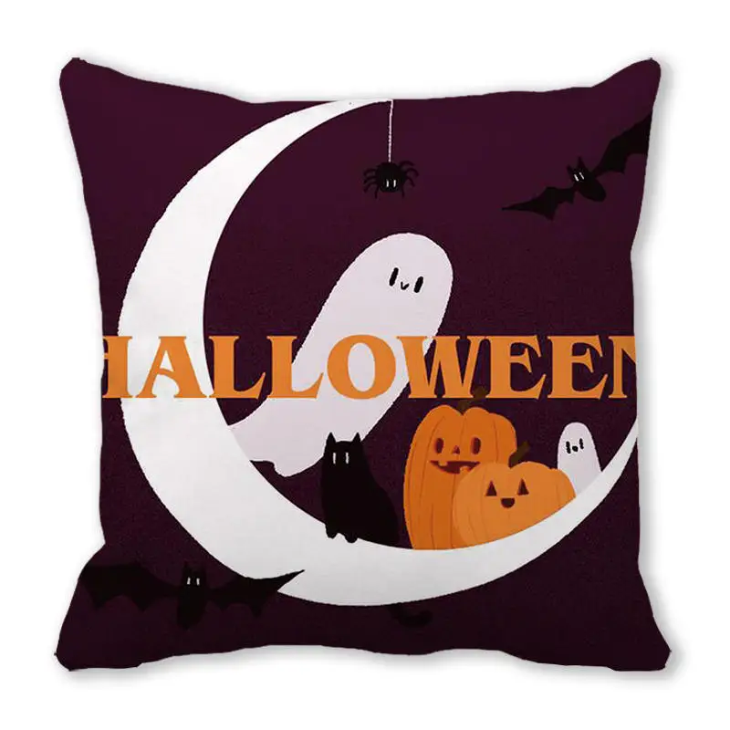 Halloween Horror Atmosphere Fun Printed Polyester Cushion Cover Home Living Room Sofa Decoration Pillow  45x45cm