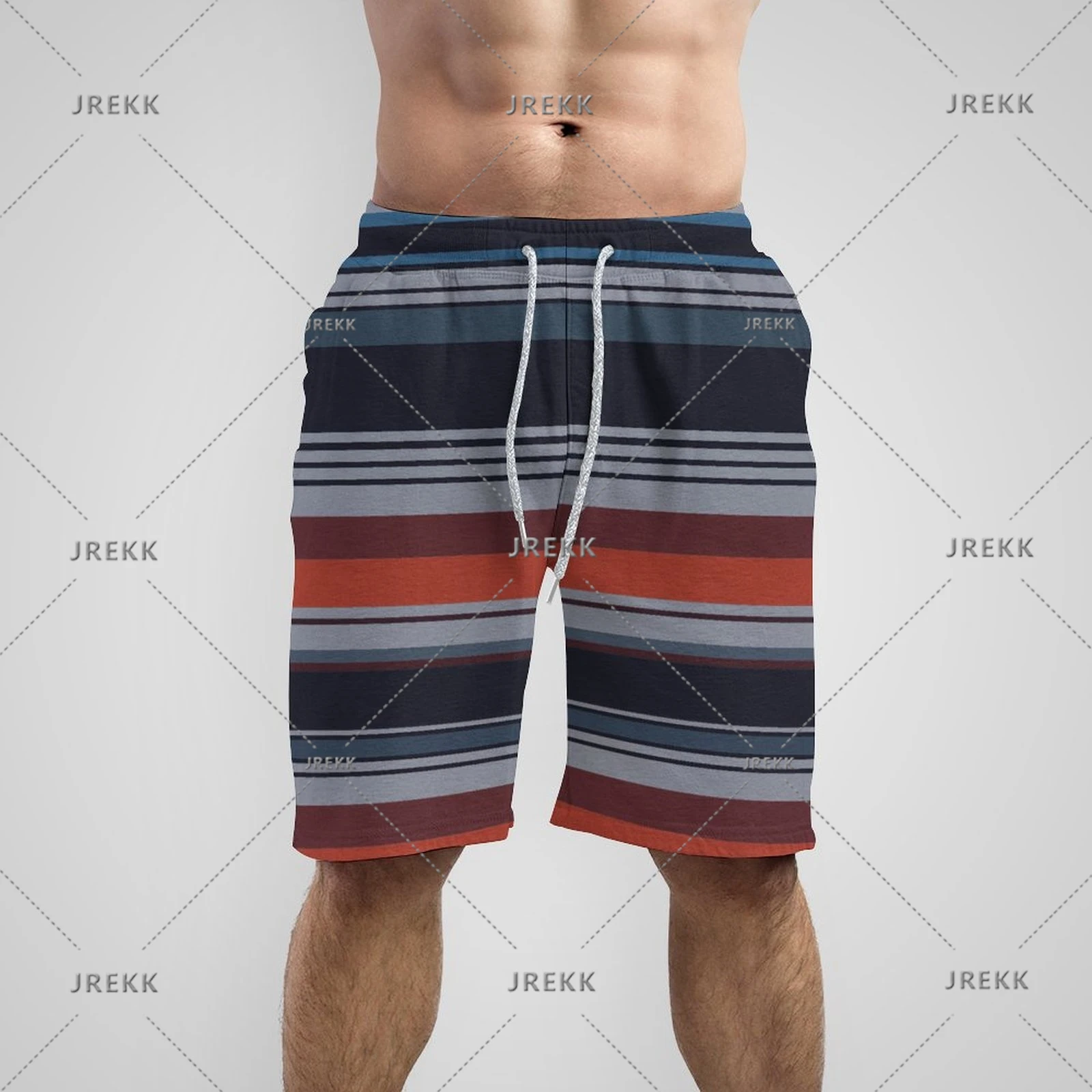 Retro Striped Graphic Beach Shorts For Men Fashion Casual Summer Daily Wear 3D Printed Short Pants Loose Quick Dry Swim Trunks