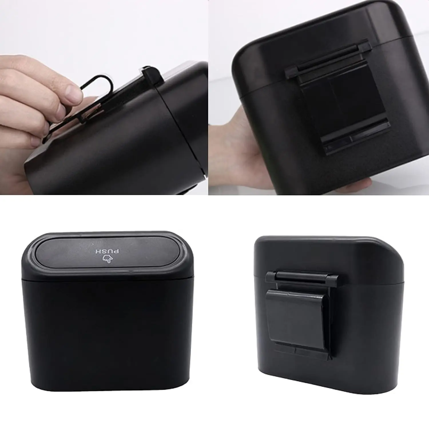 Car Interior Trash Bin Storage Hanging Mini Vehicle Garbage With Lid Multifunction Folding For Auto Kitchen Bedroom Garbage Box