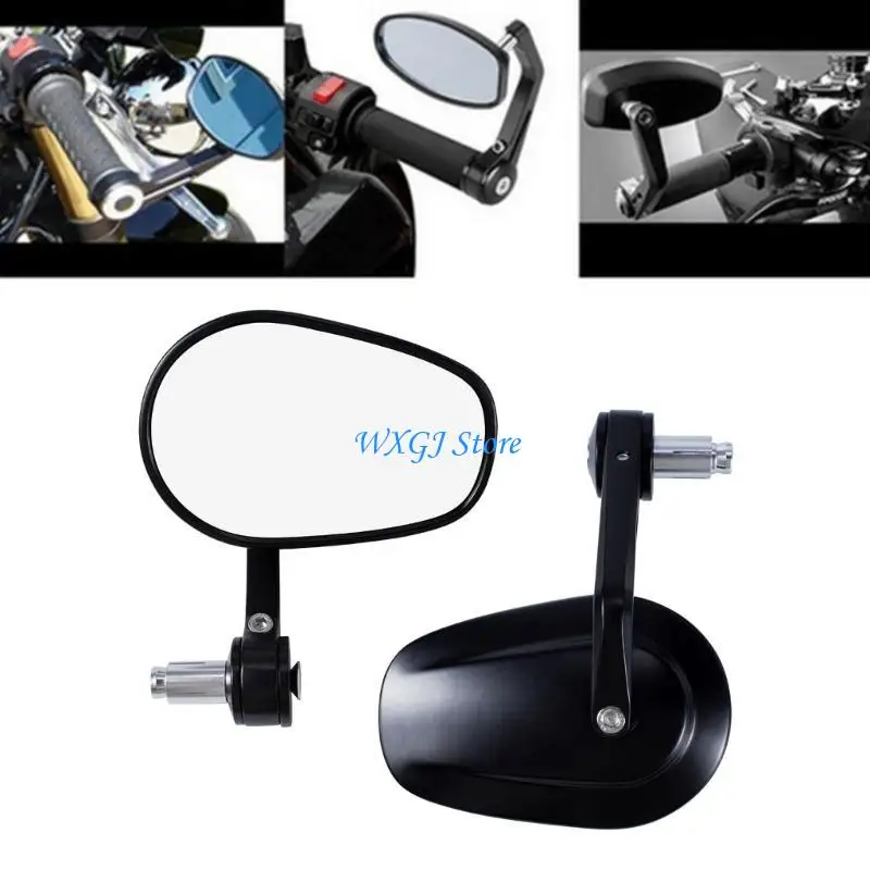 

37JE 1 Pair Motorcycle Rearview Handlebar End Mount 360 Degree Rotatin