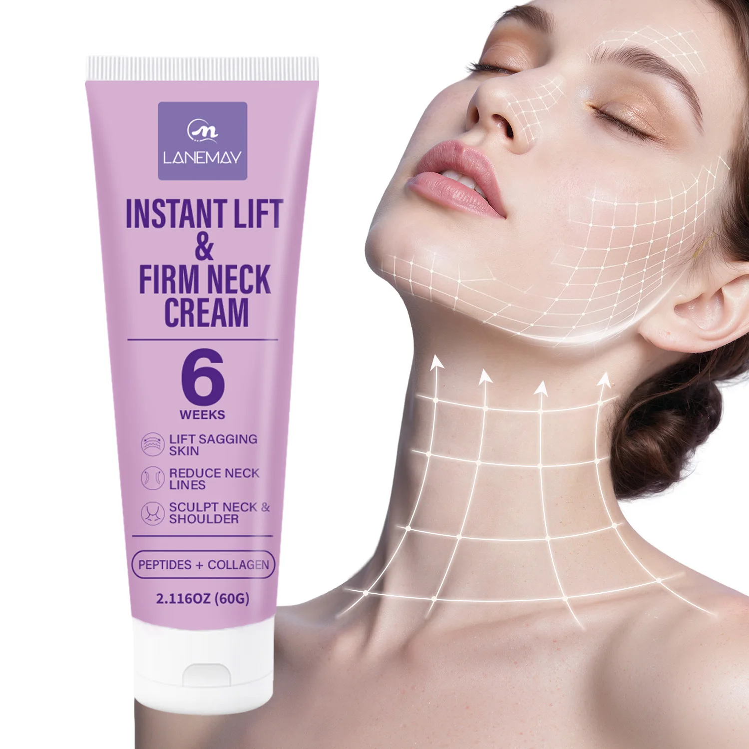 Instant Lift Firm Neck Cream with Peptides, Collagen, Retinol,Vitamin E Shea Butter – 6 Week Treatment to Lift Sagging Skin.