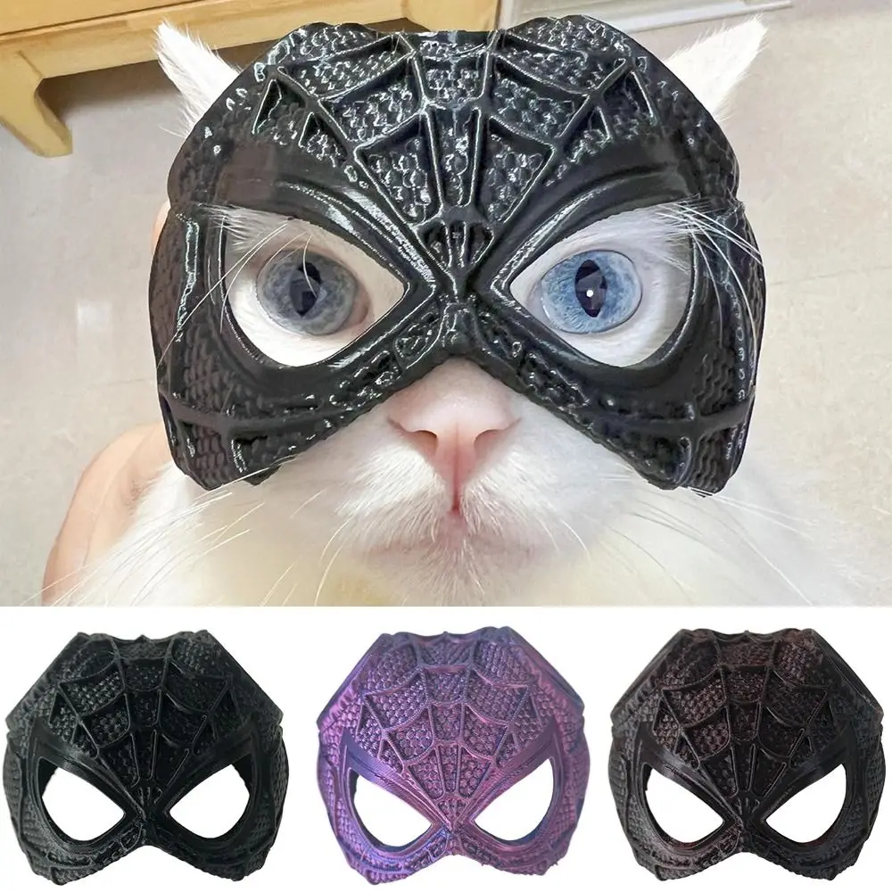 Black 3D Printing Cat Bat Mask Halloween Accessories Cat Headwear Spider Web Cat Mask Cosplay Costume Accessory Headset Pet Toys