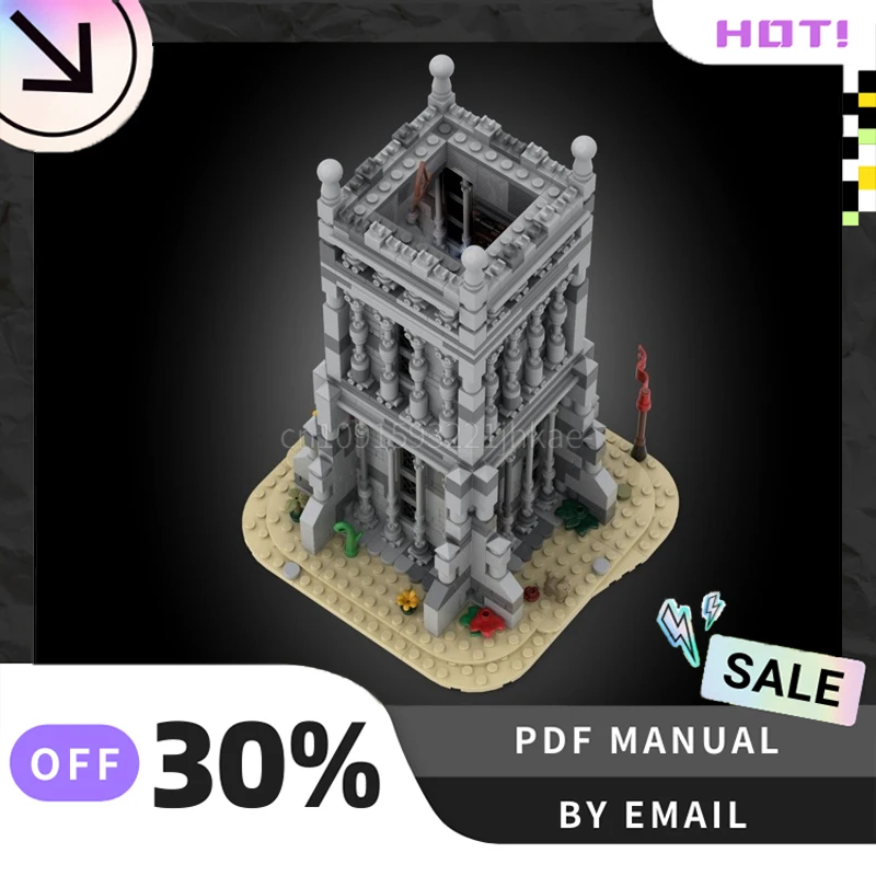[1073 Uds] torre de vigilancia Medieval MOC personalizada, juego de bloques de construcción creativos, juguetes STEM, Kit de modelo de construcción DIY, regalos de cumpleaños