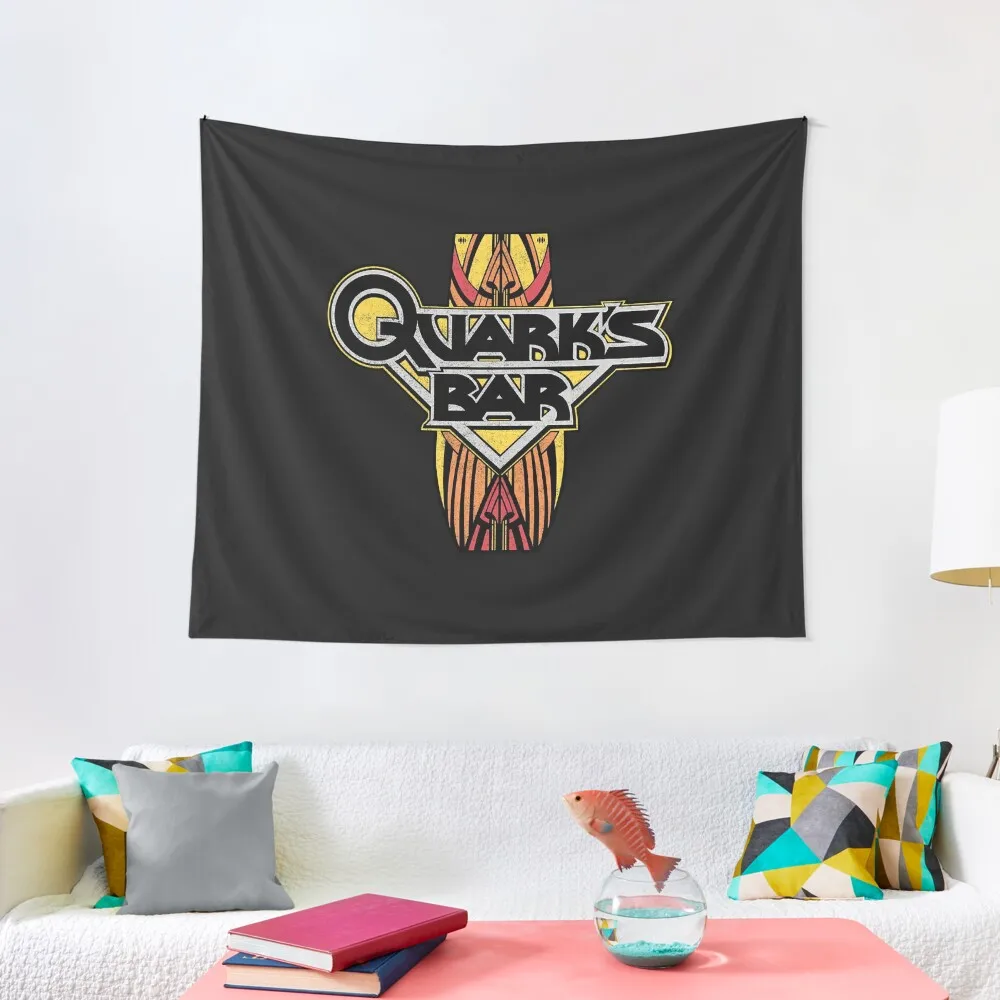 Star Trek Deep Space Nine Quarks Bar Distressed Logo Tapestry Bedroom Decor Aesthetic Aesthetic Room Decorations Tapestry