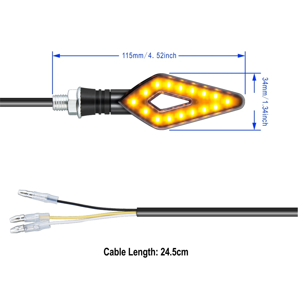 Clignotant LED universel pour moto, étanche IP68, clignotant ambre, clignotant, feux arrière, accessoires de lampe, 12V