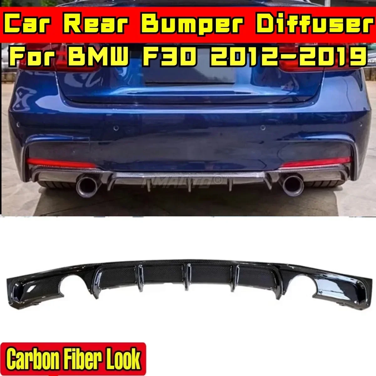 For BMW F30 2012-2019 Body Kit BMW F30 Car Rear Bumper Lip Carbon Fiber Look MP Style Spoiler Splitter Diffuser Car Accessories