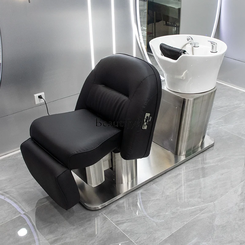 

Japanese-style simple electric automatic shampoo bed barber shop semi-lying flush bed high-end