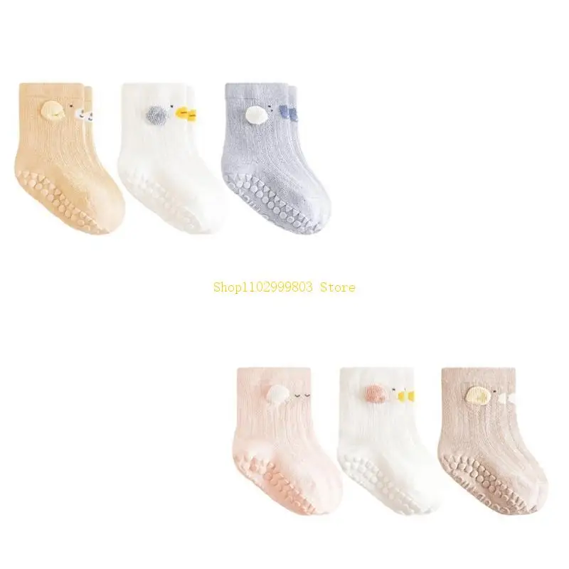 

3 Pair Soft Infant Socks For Spring Summer Comfort Anti Slip Loose Top Socks Cartoon Nonslip Socks for Toddler J0MF