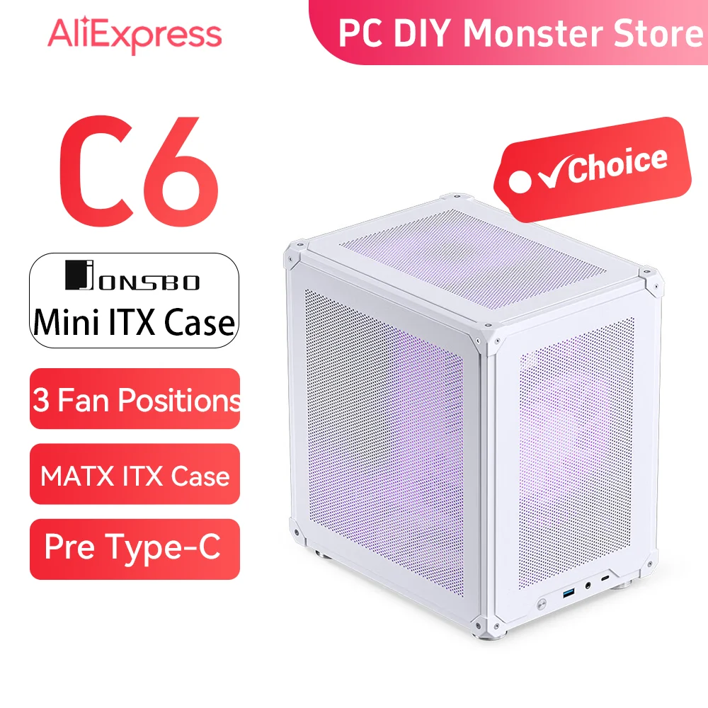 JONSBO C6 MATX Mini ITX Case For PC Type-C ATX Power Portable Mini Desktop Mesh Chassis Computer PC Case 200-255mm Graphics Card