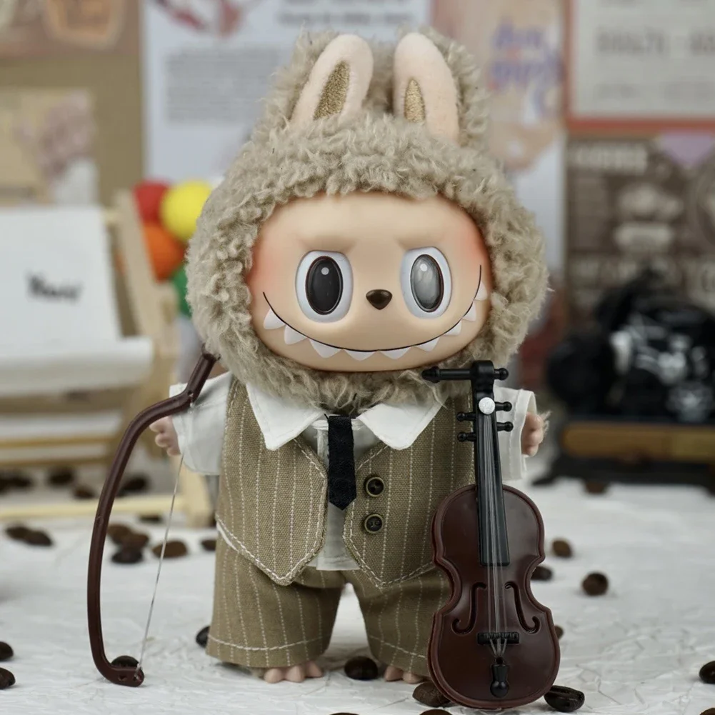 

Stylish Mini Plush Doll'S Outfit Accessories For 17cm Korea Kpop Exo Labubu II Idol Dolls Striped Musician Suit Clothing