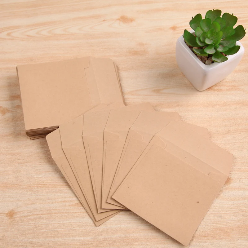 100pcs- 8*8cm Kraft Envelopes Square white small envelope card bank card membership card envelope Wedding Party Invitation