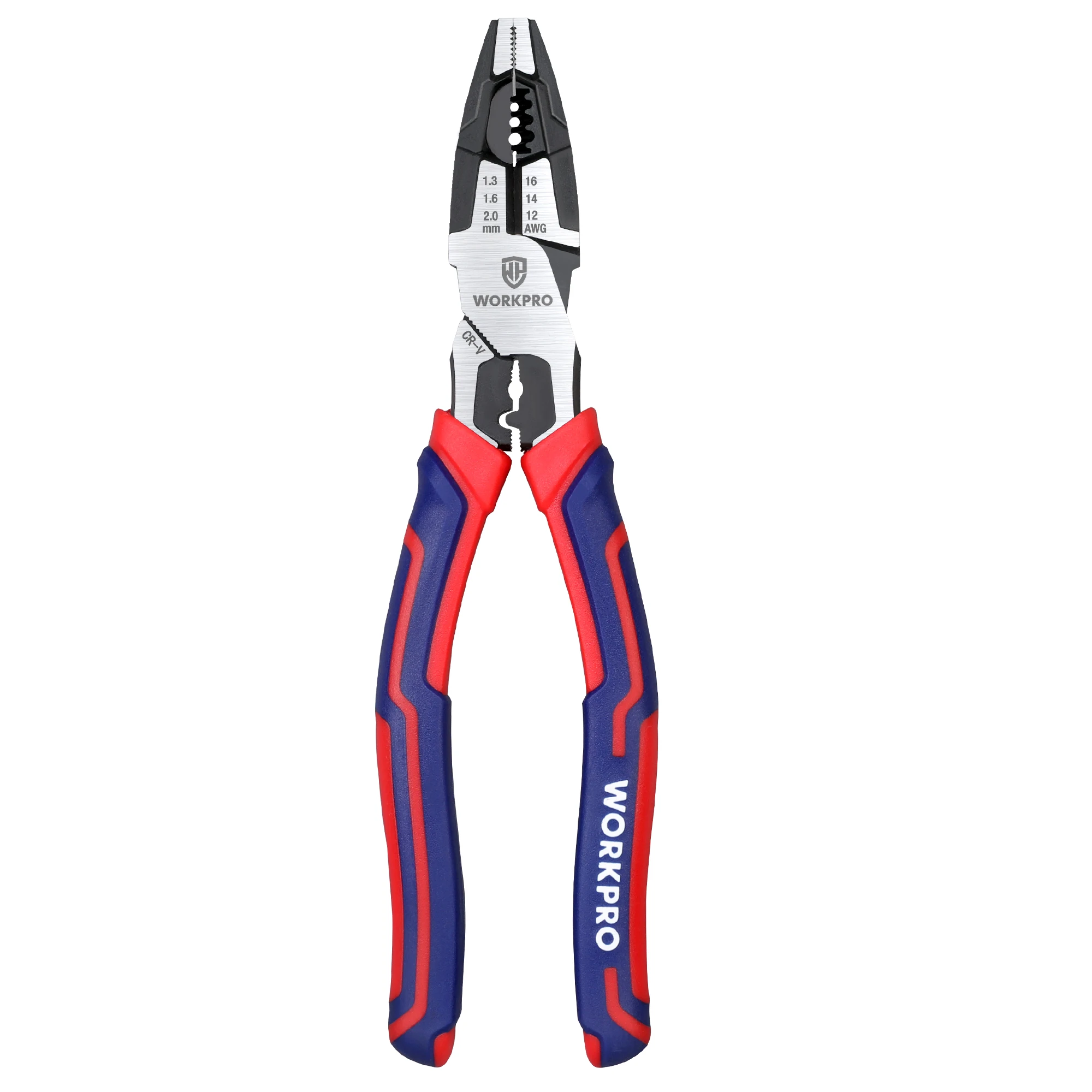 WORKPRO 8-in Linesman Pliers with Wire Cutter and Sripper CRV Heavy Duty Multil Hand Tool Comfort Grip Handles