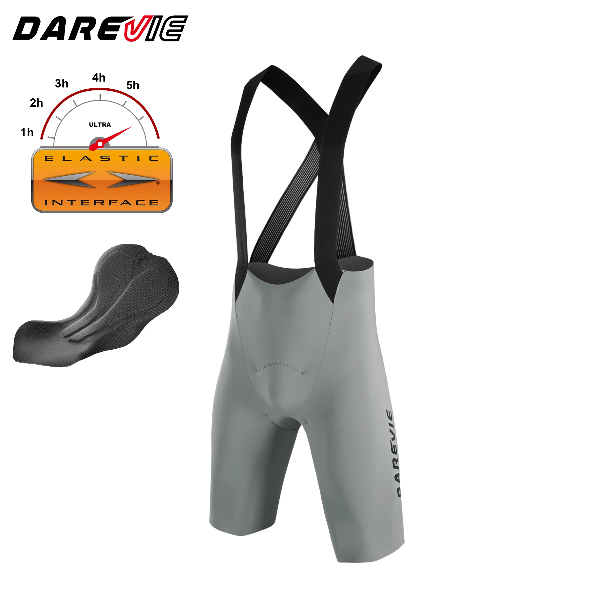 DAREVIE Herren-Radlerhose Nahtlos 5.0 Italien ELASTIC-INTERFACE ® Radlerhose mit Polsterung Kompressions-Shorts Rutschfeste Herrenshorts