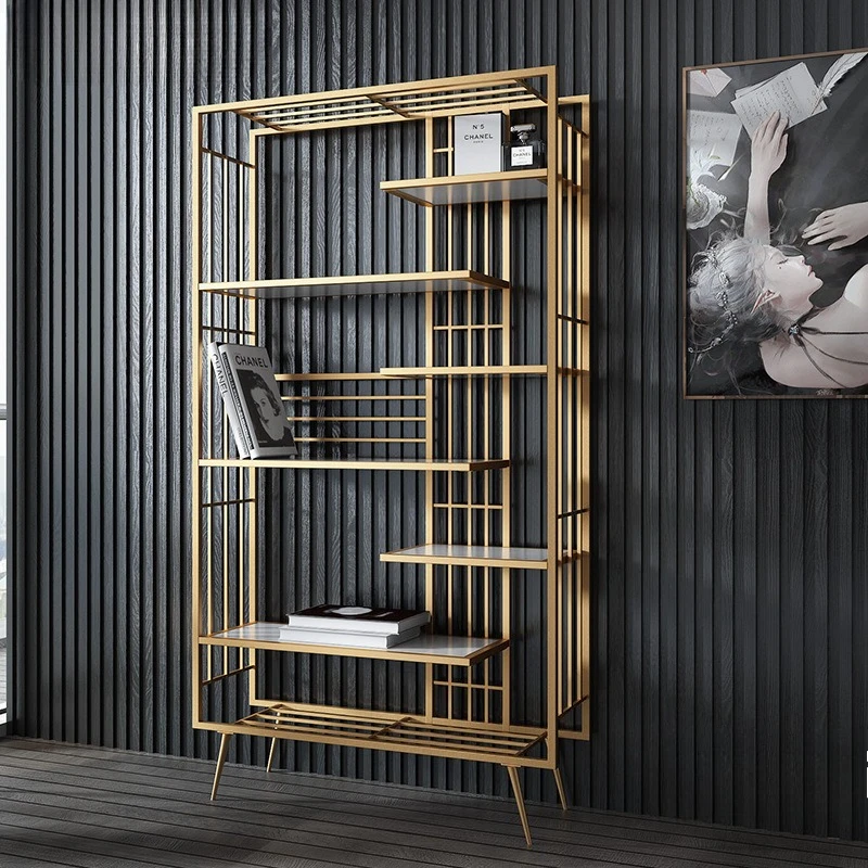 

Light luxury wrought iron bookshelf Nordic style simple living room shelf modern study bookcase floor display shelf