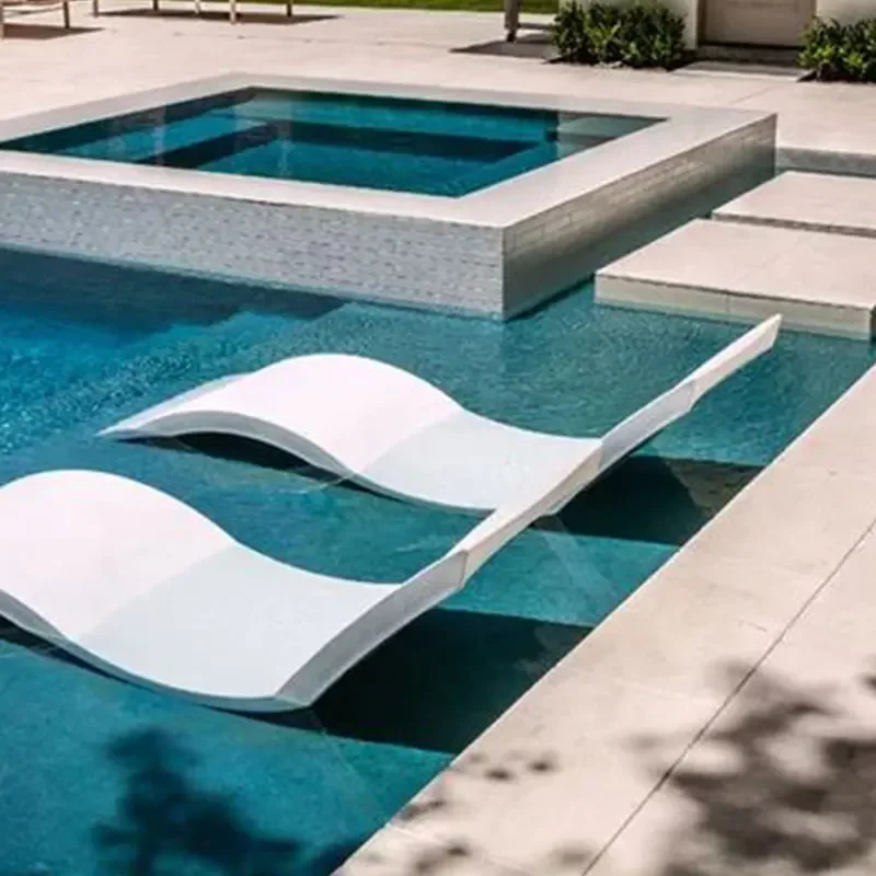 Modern Simple White Color Tanning Ledge In Pool Lounger Waterproof Chaise Fiberglass Pool Chairs Sun Lounger Swimming