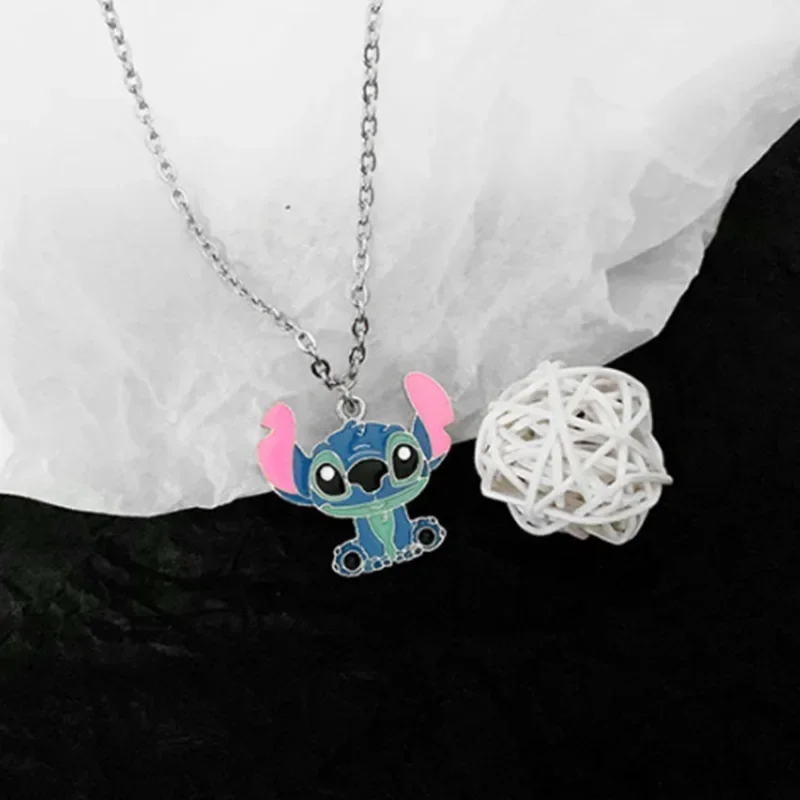 Disney Stitch Necklace Fashion Cartoon Cute Big Ear Stitch Couple Necklace Personalized Hip Hop Pendant Chain Anime Figure