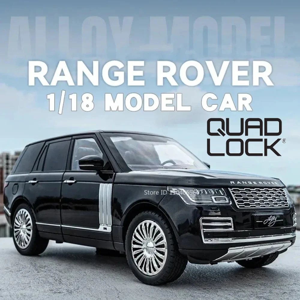 Large 1:18 Range Rover Prado Car Model Toy Alloy Diecast Simulation Doors Opened Pull Back Vehicle Models Collection Boys Gifts