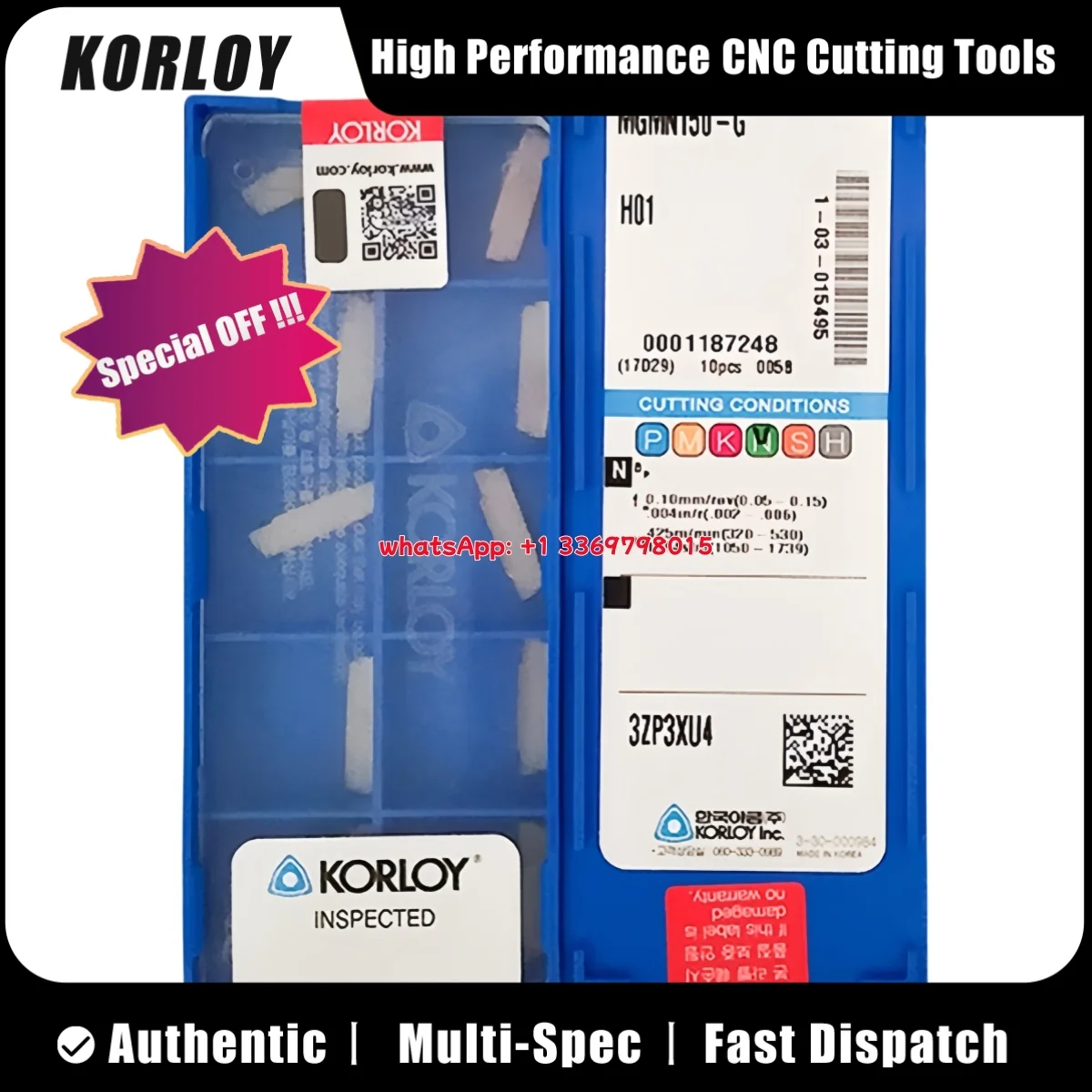 

KORLOY Original MGMN150 MGMN200 MGMN250 MGMN300 MGMN400 T PC5300 CNC Holder Grooving Tool Carbide Inserts MGMN