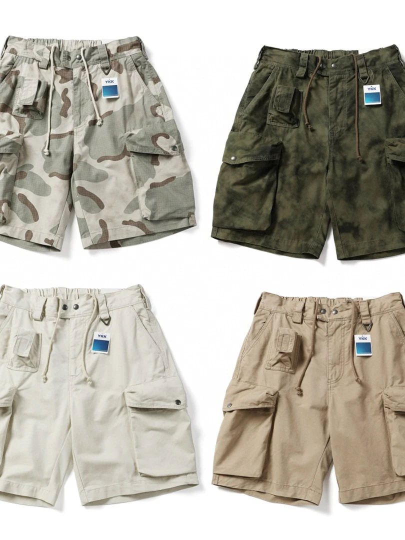 

Винтажные японские шорты Kapital в стиле милитари с эффектом потертости, камуфляжные, свободного прямого кроя, модные, молодежные, весна-лето