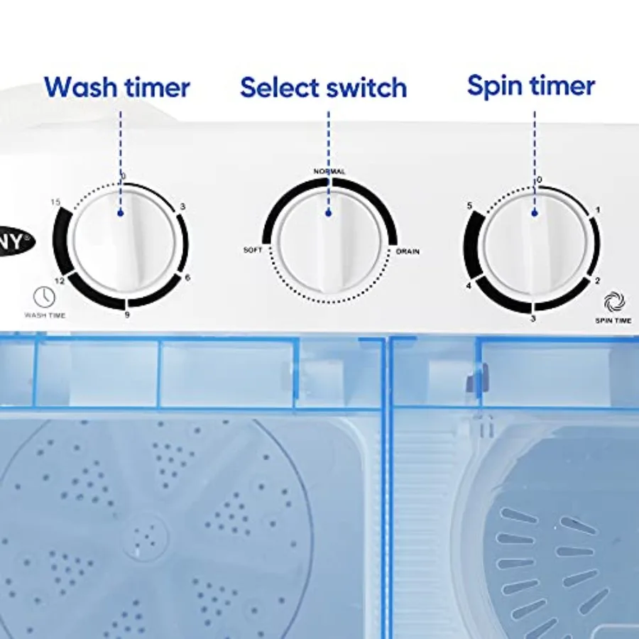 غسالة حوض مزدوج محمولة مدمجة بسعة إجمالية 17.6 رطل لمركبات الشقة RV والاستخدام أثناء السفر بتصميم شبه أوتوماتيكي #4