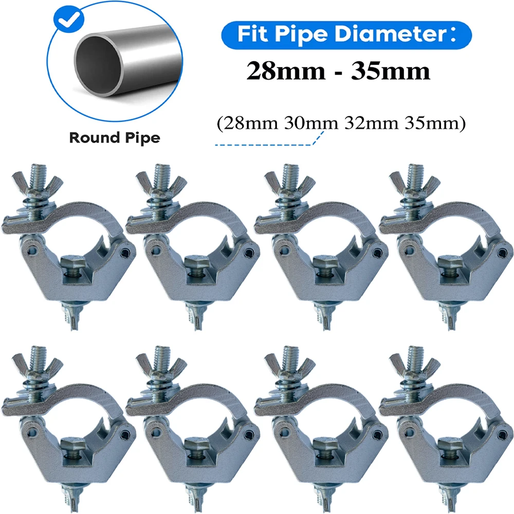 8Pcs Round Tube Clamp Aluminum Alloy Clamps Mount 28-35mm Pipe Truss Pole Stage Hooks Mini 360 Clamp Load DJ Lighting Fixtures
