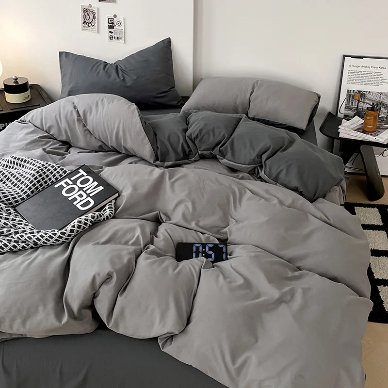 

Solid color set of bed linens including a flat sheet, fitted sheet, and pillowcases