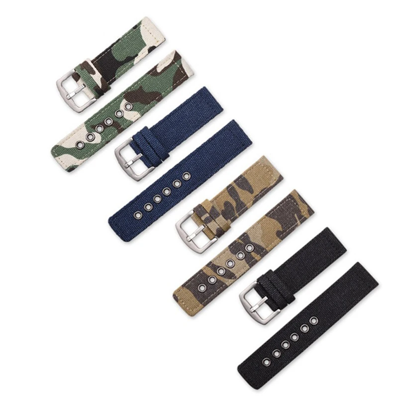 Camouflage Canvas Nylon Strap 18mm 20mm 22mm 24mm High Quality Sports Watch Straps Accessories Handmade Strap for Men Women