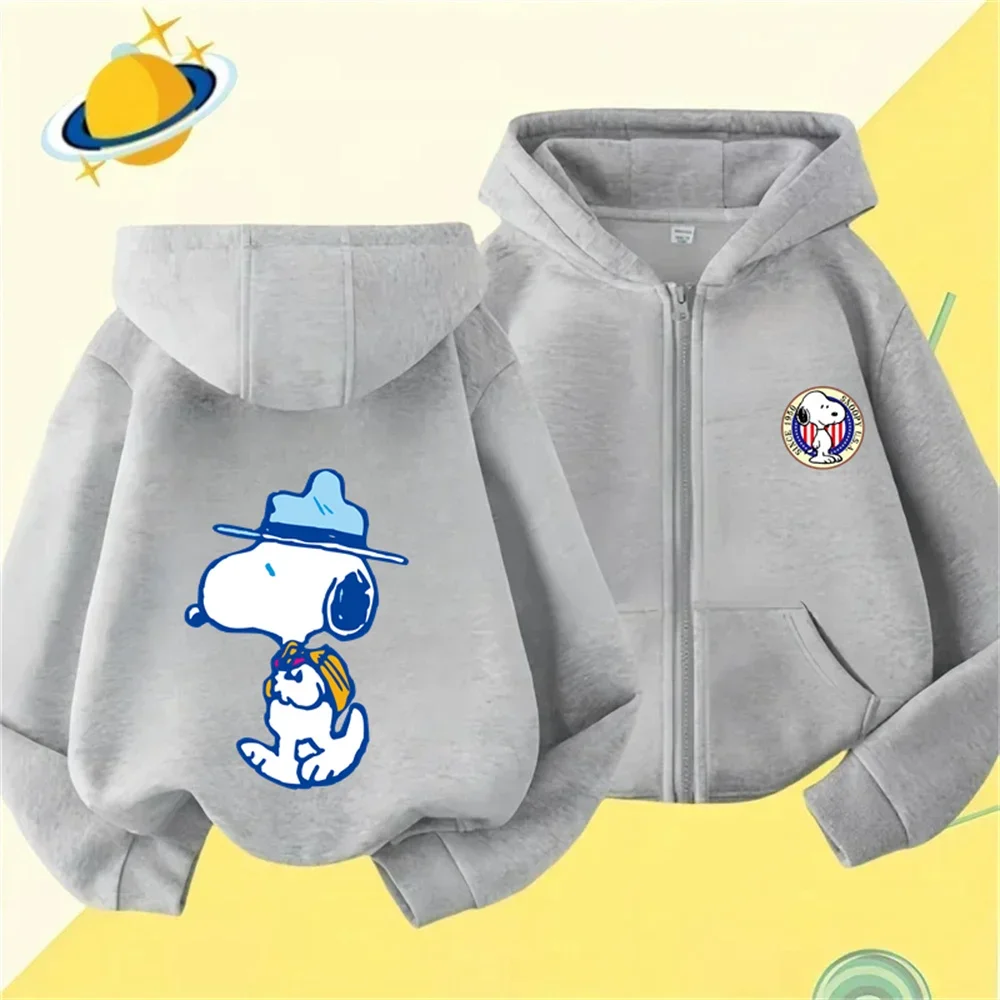 Children's Sports Brand Snoopy Hoodie Boys and Girls Fashion Outdoor Zipper Hoodie Spring and Autumn Warm Cute Printed Top